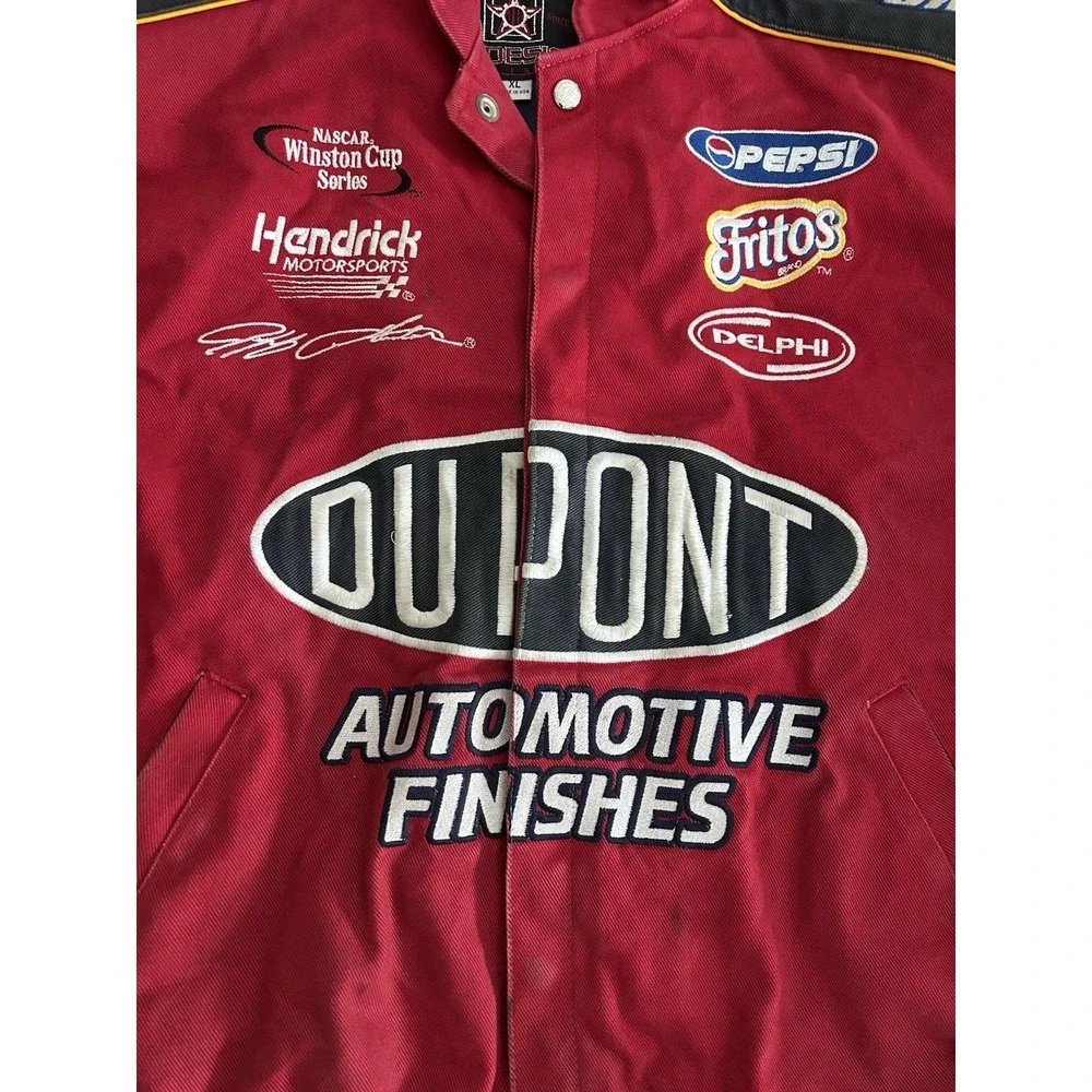 Authentic Nascar Jeff Gordon #24 Flame Dupont Jacket 'JH Design' Red  XL